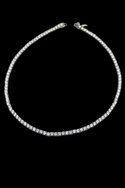 Can Classic Round Studded Necklace with Zircon Silver925