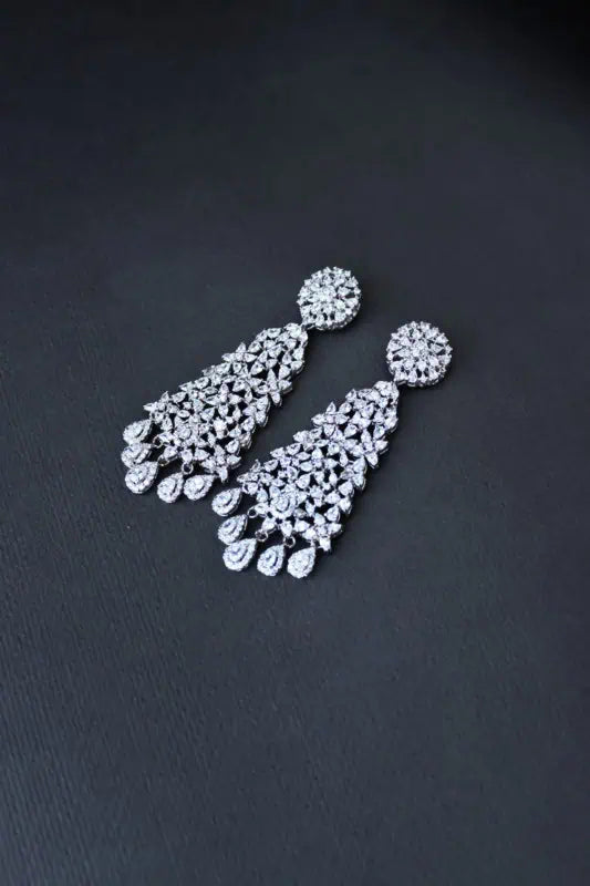 AlShanfara Chandelier Plant Studded Earring with Zircon Silver925